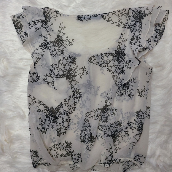 Zara Basic | Butterfly Sleeve Sheer Blouse sz sm - Picture 2 of 5
